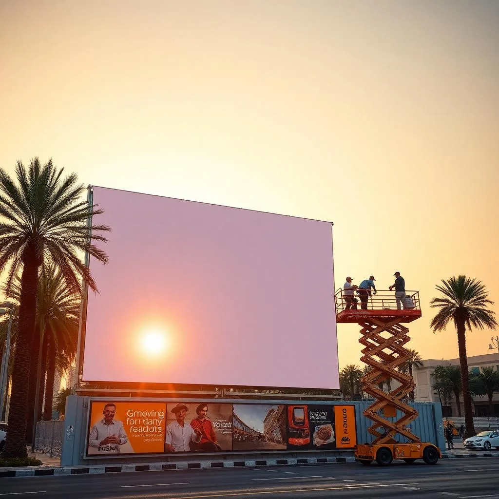 Large format flex banner installed on a hoarding in Dubai