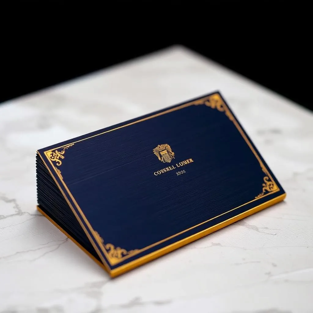 Triplex luxury business card with painted gold edges and thick stock — Al-Anaab Dubai