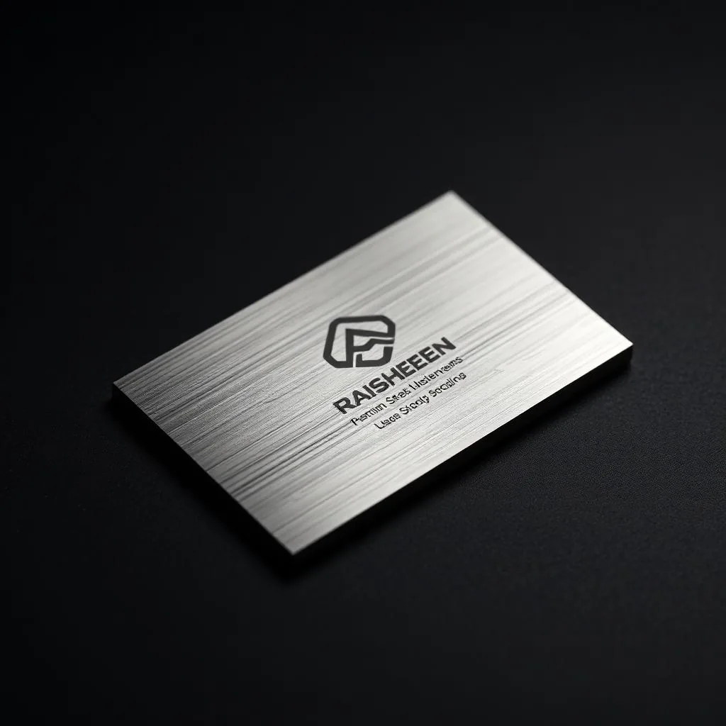 Stainless steel metal business card with laser-engraved logo — Al-Anaab Dubai