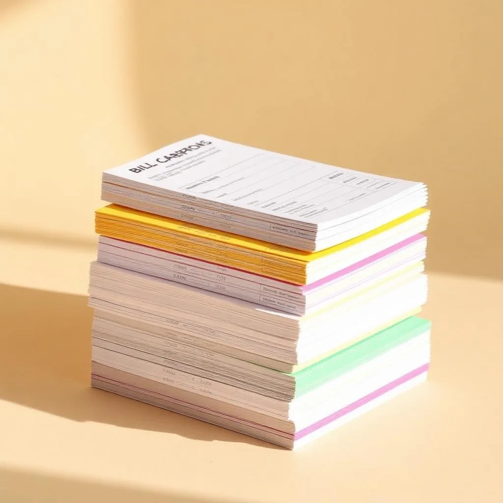 Stack of carbonless NCR bill books in duplicate and triplicate at Al-Anaab Dubai