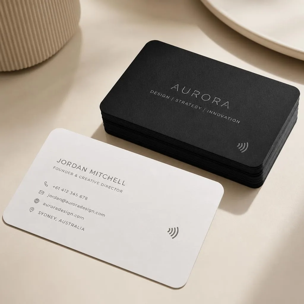 Custom PVC NFC business card with full-colour double-sided print — Al-Anaab Dubai