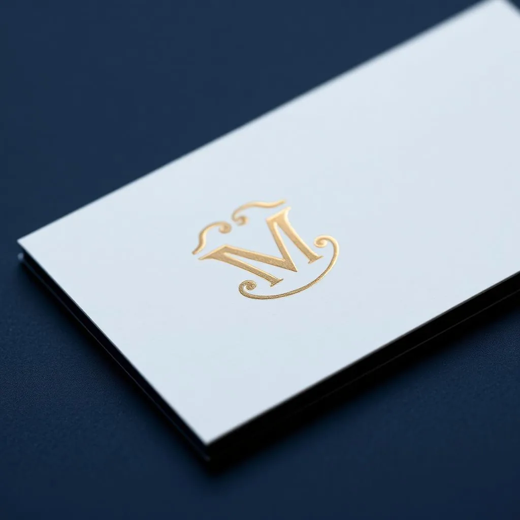 Standard spot UV business card with smooth glossy monogram on navy matte base — Al-Anaab Dubai